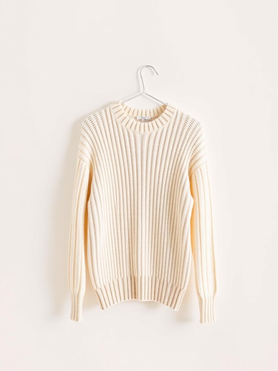 Maglia a costine crema